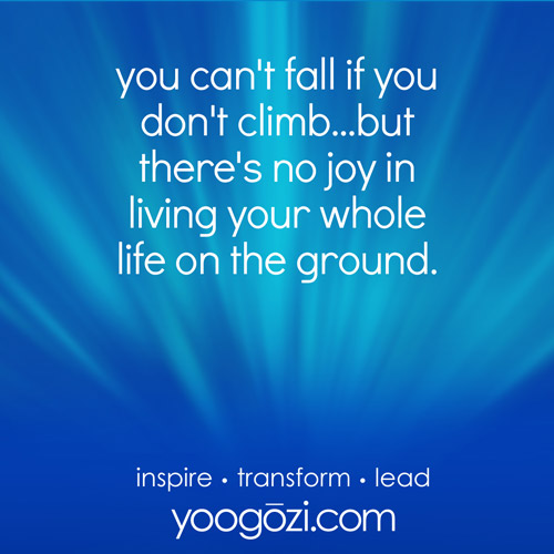 you can't fall if you don't climb...but there's no joy in living your whole life on the ground.