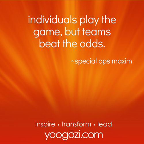 individuals play the game, but teams beat the odds. ~special ops maxim