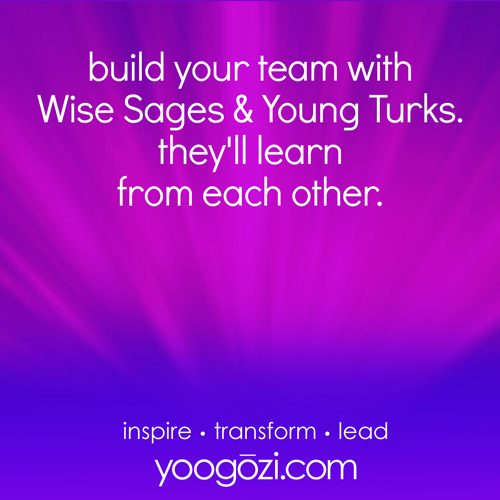 build your team with Wise Sages & Young Turks. they'll learn from each other.