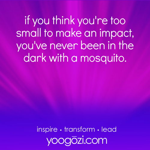 if you think you're too small to make an impact, you've never been in the dark with a mosquito.