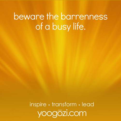 beware the barrenness of a busy life.
